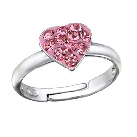 Barnring Glitterhjärta rosa - söt ring till barn i äkta 925 silver
