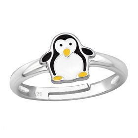 Barnring Pingvin - söt ring till barn i äkta 925 sterling silver