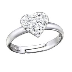 Barnring Hjärta glitterstenar - söt ring till barn i äkta silver