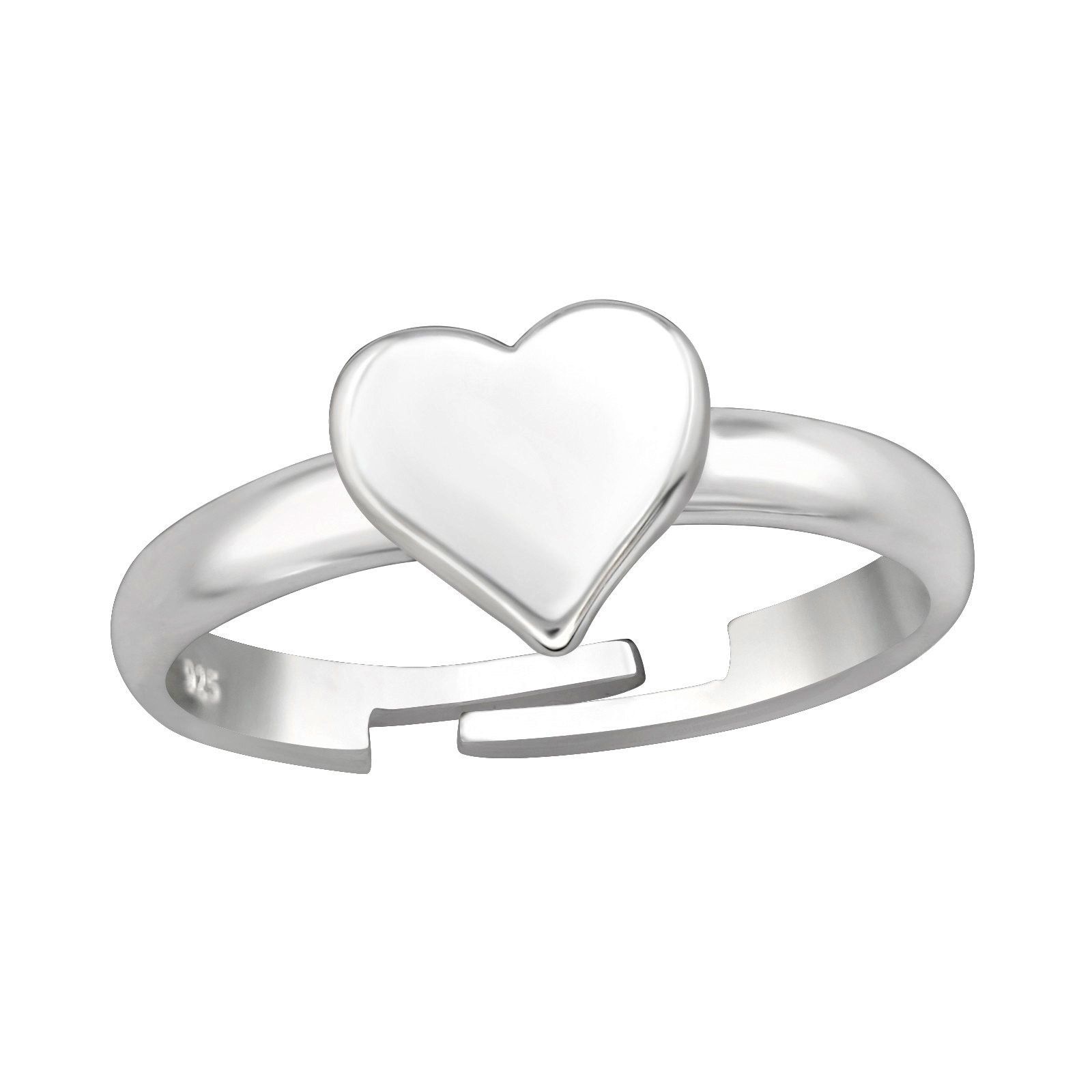 Ring till barn Silverhjärta - söt, justerbar silverring - en barnring i äkta 925 sterling silver