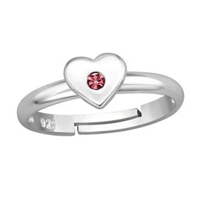 Barnring Hjärta rosa sten - söt ring till barn i äkta 925 silver