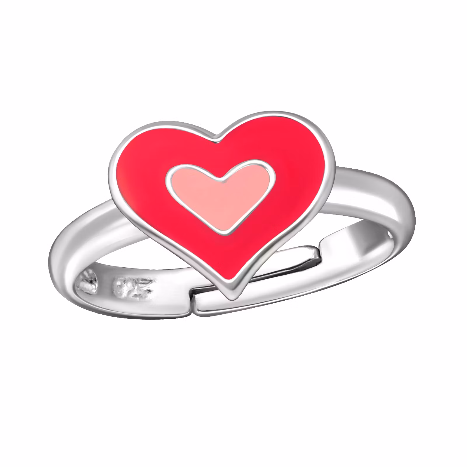 Ring till barn Hjärta tvåfärgat - söt, justerbar silverring - en barnring i äkta 925 silver