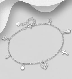 Silverarmband med hängande berlocker - äkta 925 silver