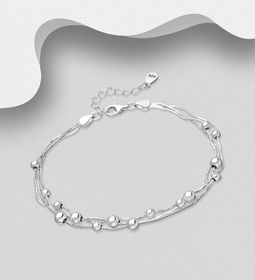 Silverarmband treradigt med Silverkulor - äkta sterling silver