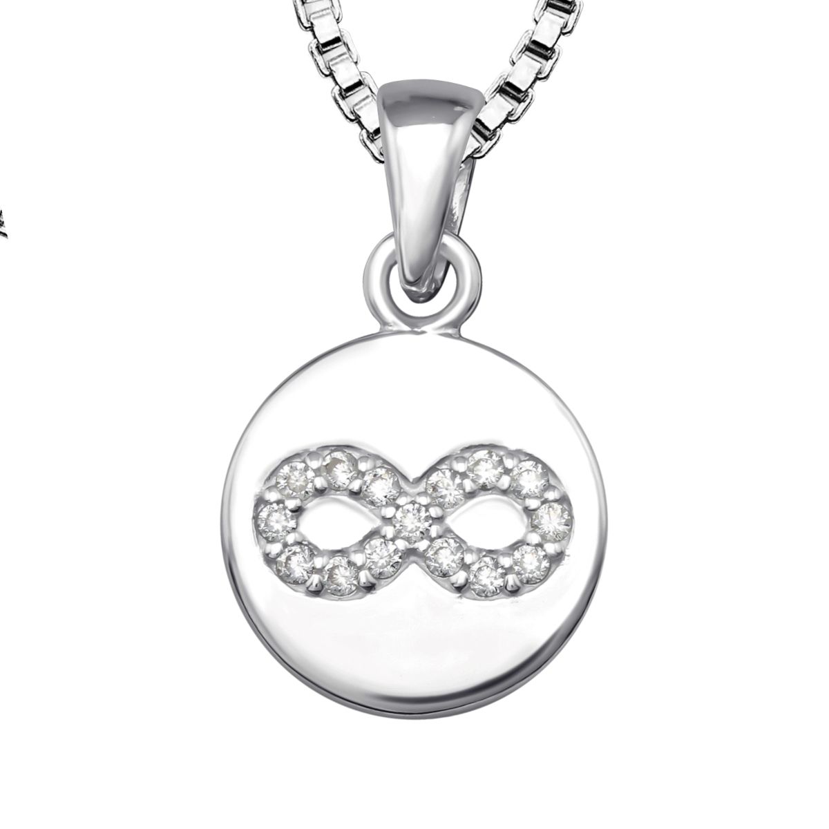 Platta Evighetstecken - Halsband med berlock i äkta silver - silverhalsband med hängsmycke