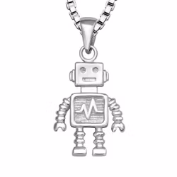 Halsband till pojke med Robot - barnhalsband i äkta silver