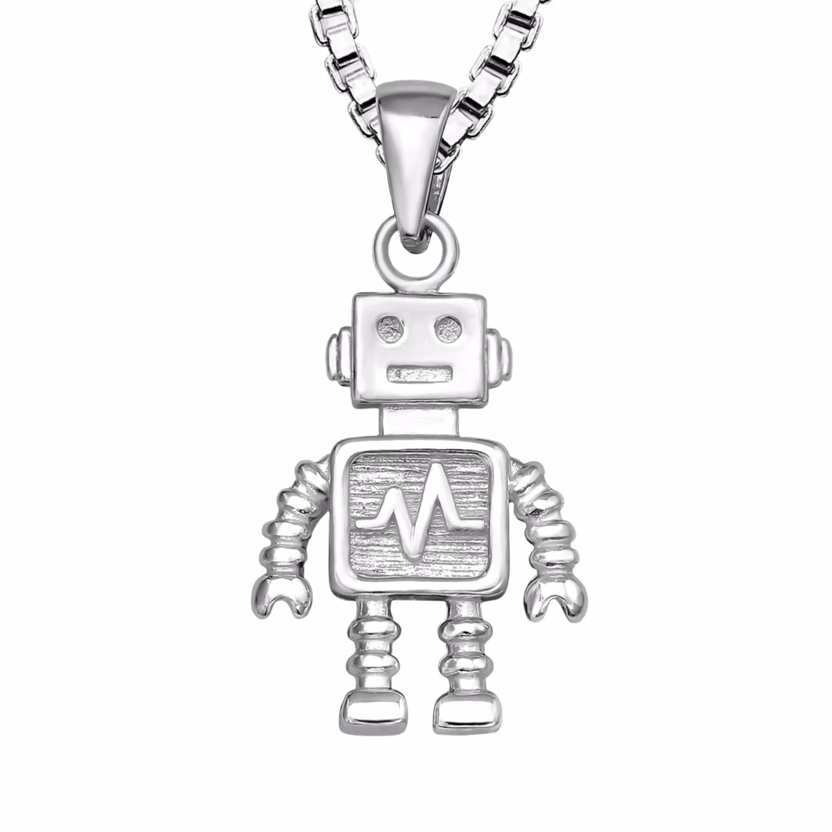 Barnhalsband Robot i silver - fint halsband till barn - barnsmycken i äkta 925 silver