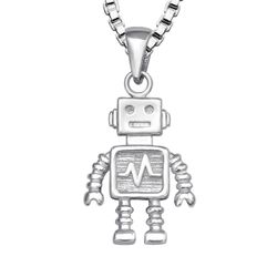 Doppresent till pojke med Robot - halsband i äkta silver