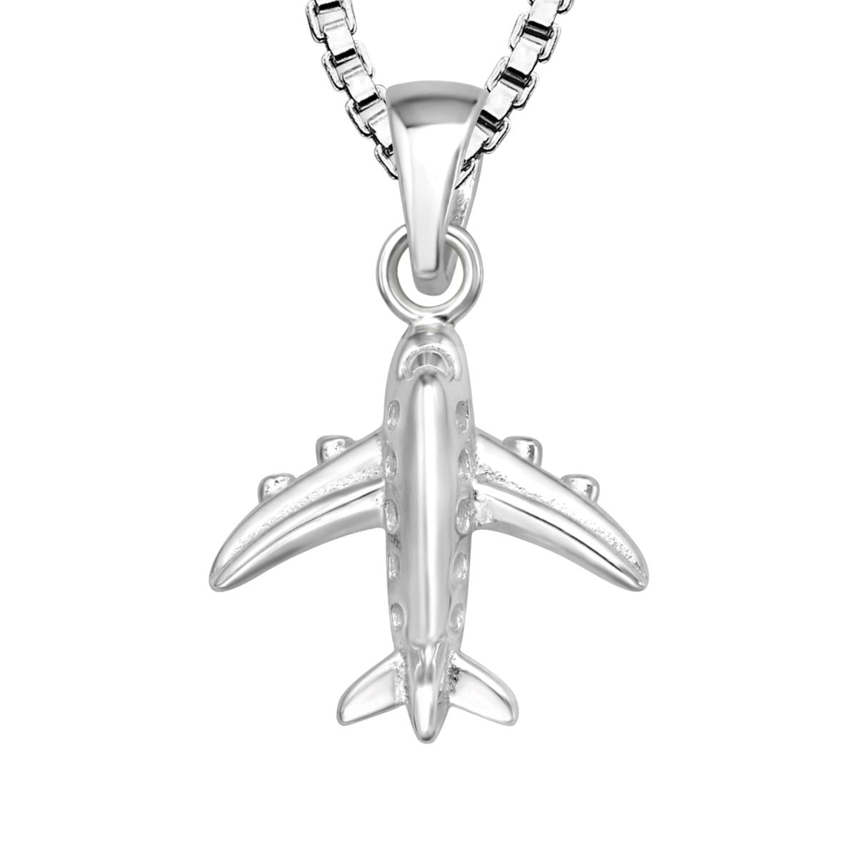Barnhalsband Flygplan i silver - fint halsband till barn - barnsmycken i äkta 925 silver