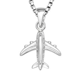 Barnhalsband Flygplan i silver - fint halsband till barn