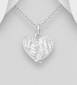 Halsband Hjärta av Änglavingar - fint smycke i äkta silver