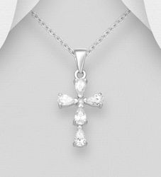 Halsband med kors - Silverkors av vackra cubic stenar