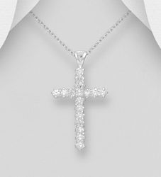 Halsband med kors - Silverkors med vackra zirkonia stenar