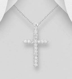 Halsband med kors - Silverkors med vackra zirkonia stenar