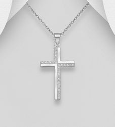 Halsband med stort kors - stilrent Silverkors i elegant design