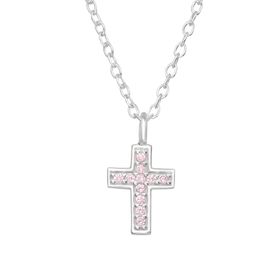 Barnhalsband - minikors med ljusrosa stenar & kedja
