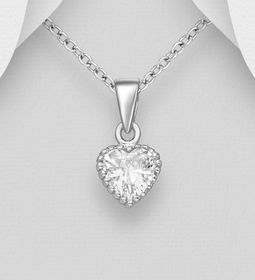 Barnhalsband i silver - Hjärta av cubic zirkonia sten