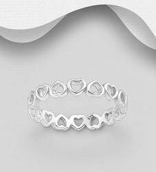 Silverring med hjärtan runt om hela ringen - äkta silver