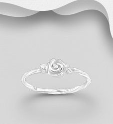 Silverring med Ros i mitten - tunn ring till tjej/ dam i silver