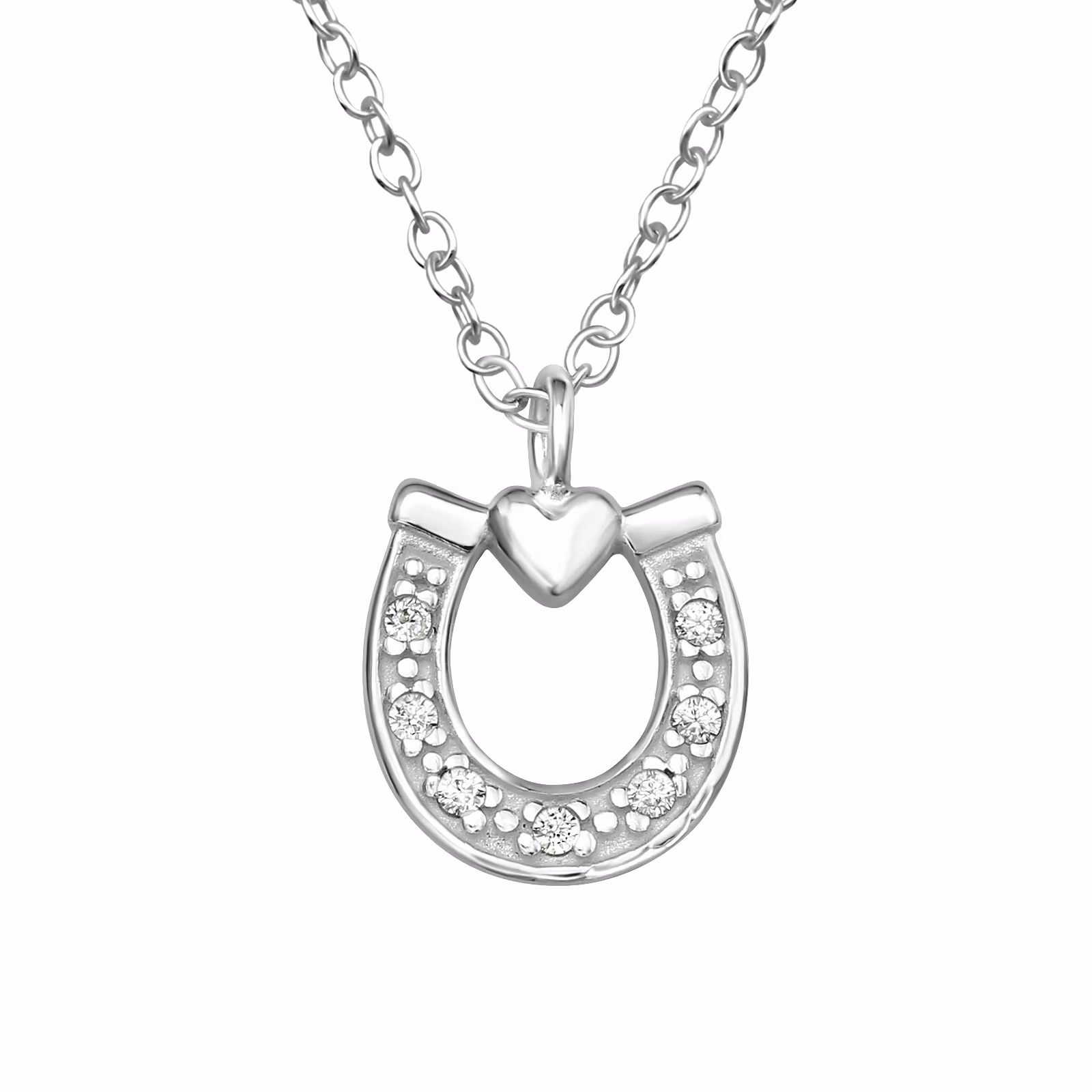 Barnhalsband Hästsko litet hjärta - sött halsband till barn - barnsmycken i äkta silver
