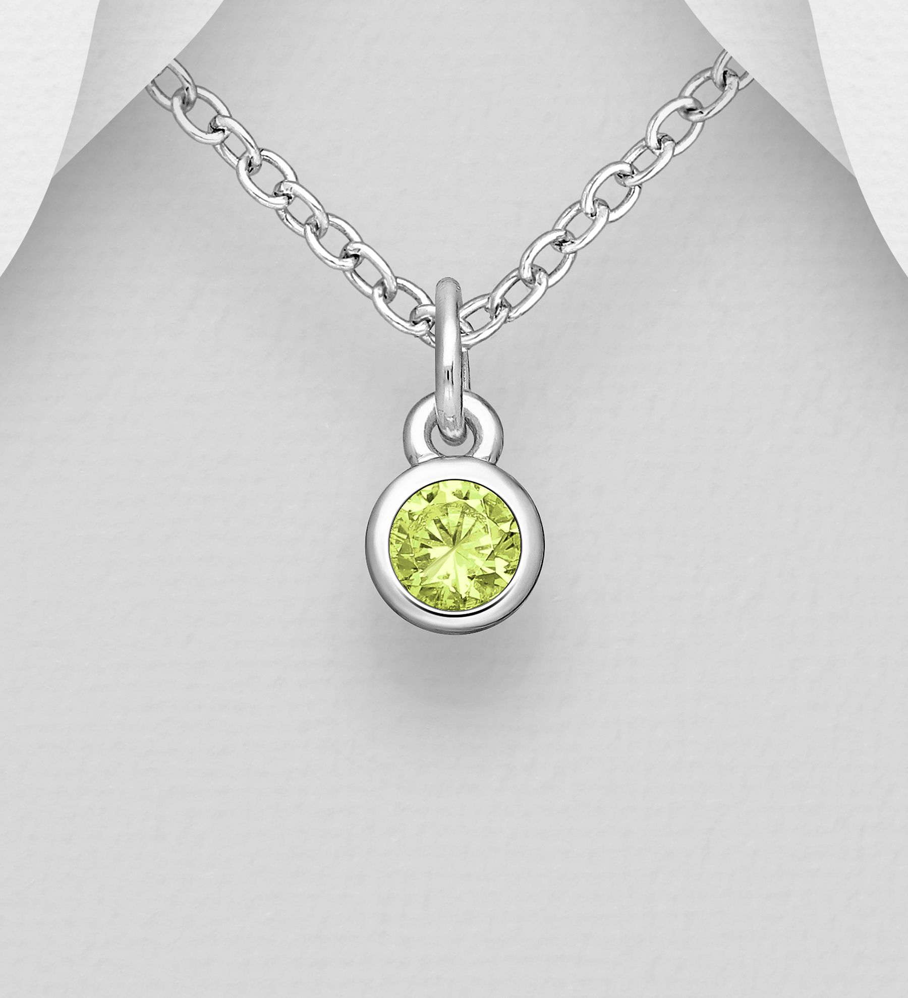 Månadssten Augusti - halsband till barn i äkta 925 silver - smycke med månadsstenar