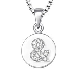 Platta med & tecken - Halsband med berlock i äkta silver