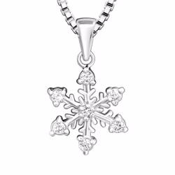 Barnhalsband Snöflinga vita stenar - halsband i äkta silver