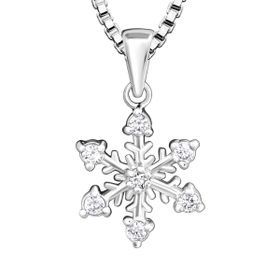 Barnhalsband Snöflinga vita stenar - halsband i äkta silver