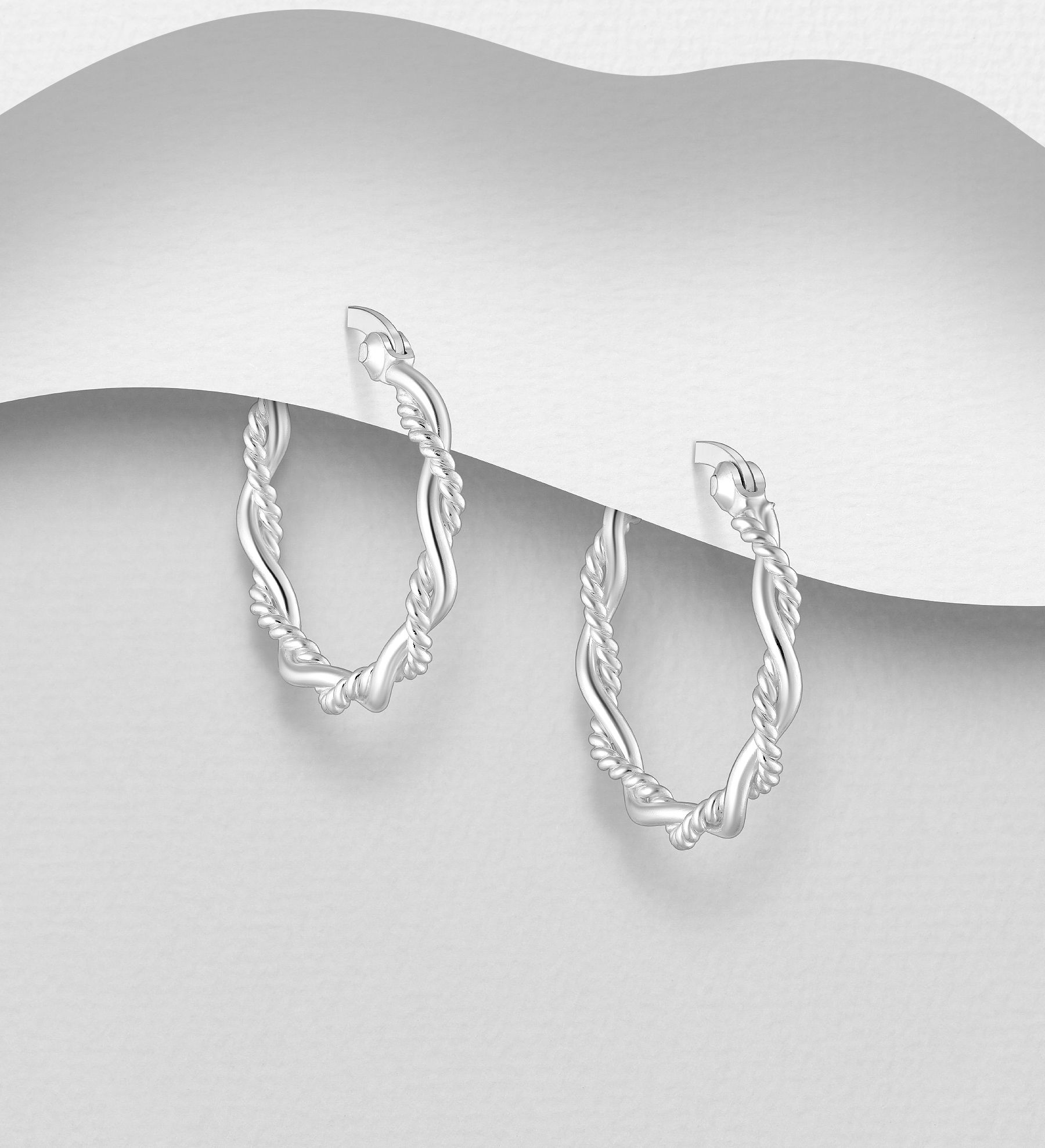 Silverörhängen ringar - snygga snurrade Hoops i äkta silver - Snygga & fina örhängen, ringar i äkta sterling silver