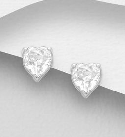 Silverörhängen - Kristallhjärtan i äkta 925 sterling silver