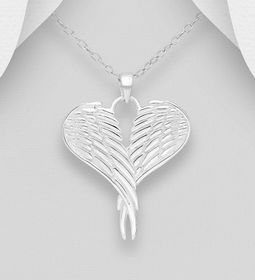 Silverhalsband vackra hjärtformade Änglavingar i silver
