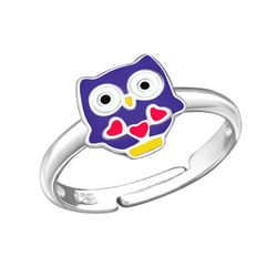 Barnring lila Uggla - söt ring till barn i äkta sterling silver