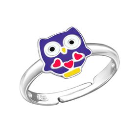 Barnring lila Uggla - söt ring till barn i äkta sterling silver