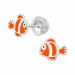 Barnörhängen Clownfisk - söta örhängen till barn i 925 silver