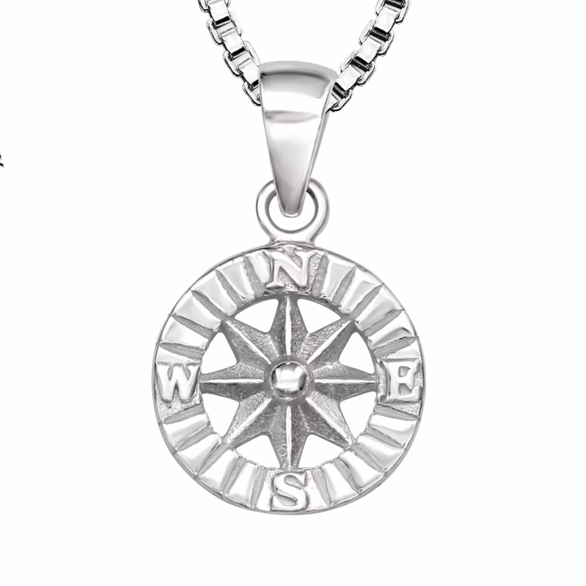 Doppresent till pojke med Kompass - halsband i äkta silver
