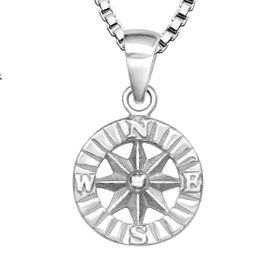 Doppresent till pojke med Kompass - halsband i äkta silver