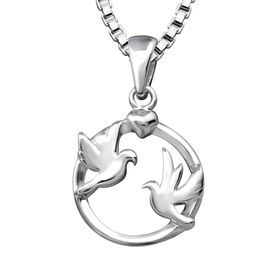 Barnhalsband Fredsduvor - halsband till barn i äkta silver