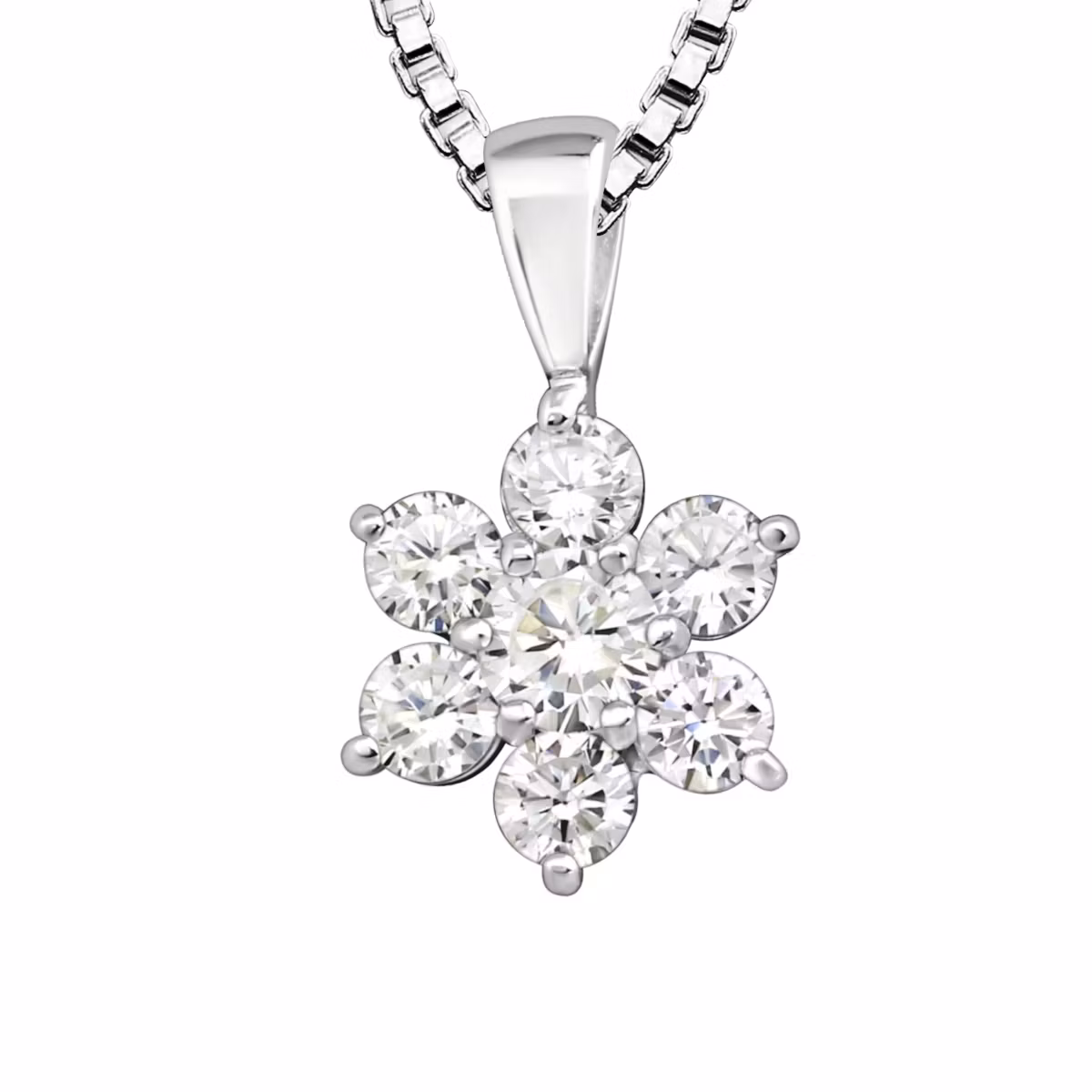 Barnhalsband Blomma glittriga stenar - sött halsband barn - barnsmycken i äkta silver