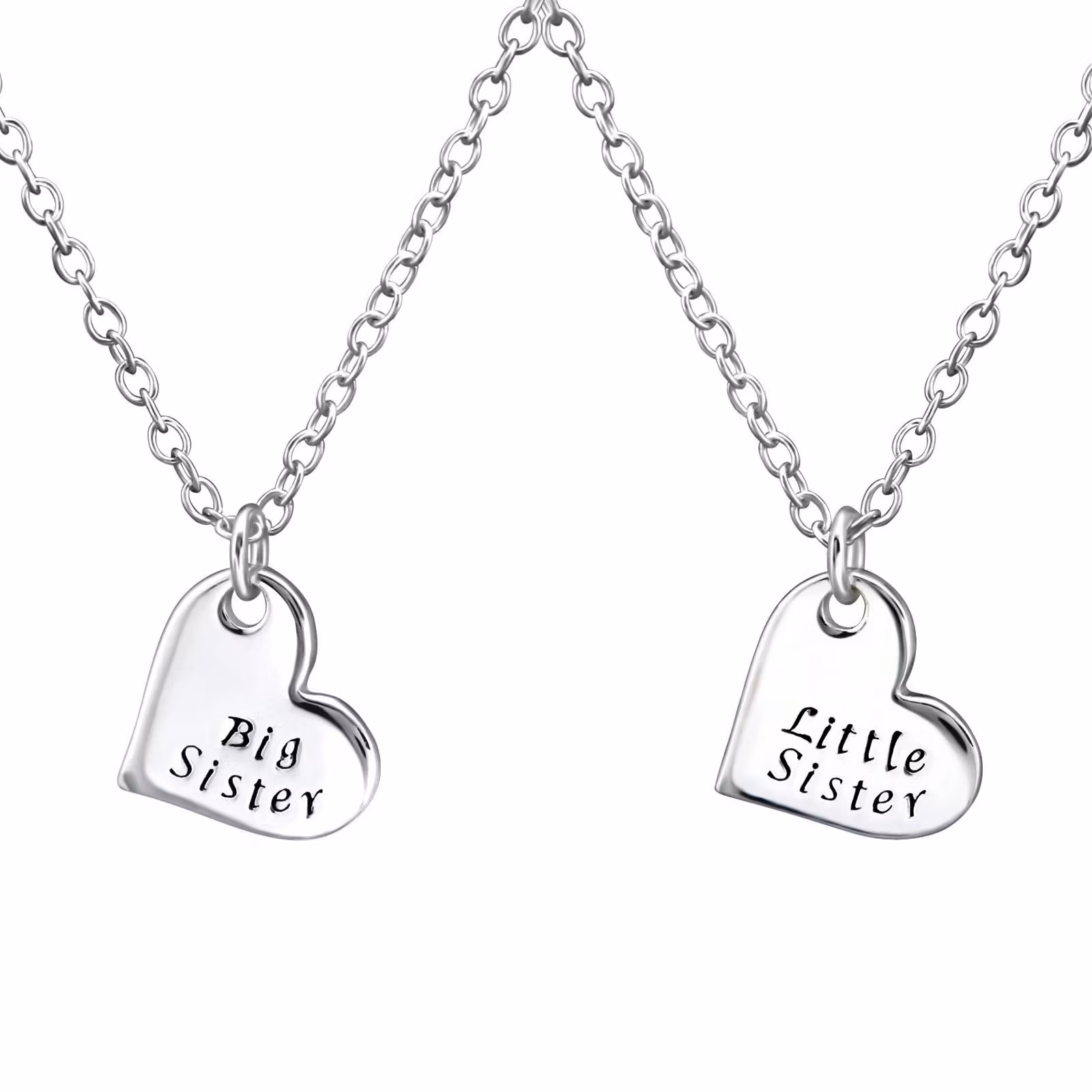 Barnhalsband big sister & little sister - två halsband till barn - barnsmycken i äkta silver