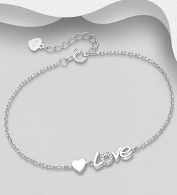 Silverarmband med Hjärta & ordet Love - äkta sterling silver