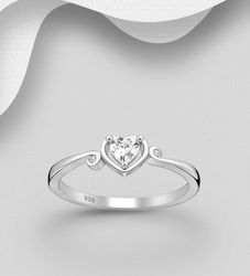 Silverring Hjärtformad Cubic Zirkonia sten - äkta 925 silver
