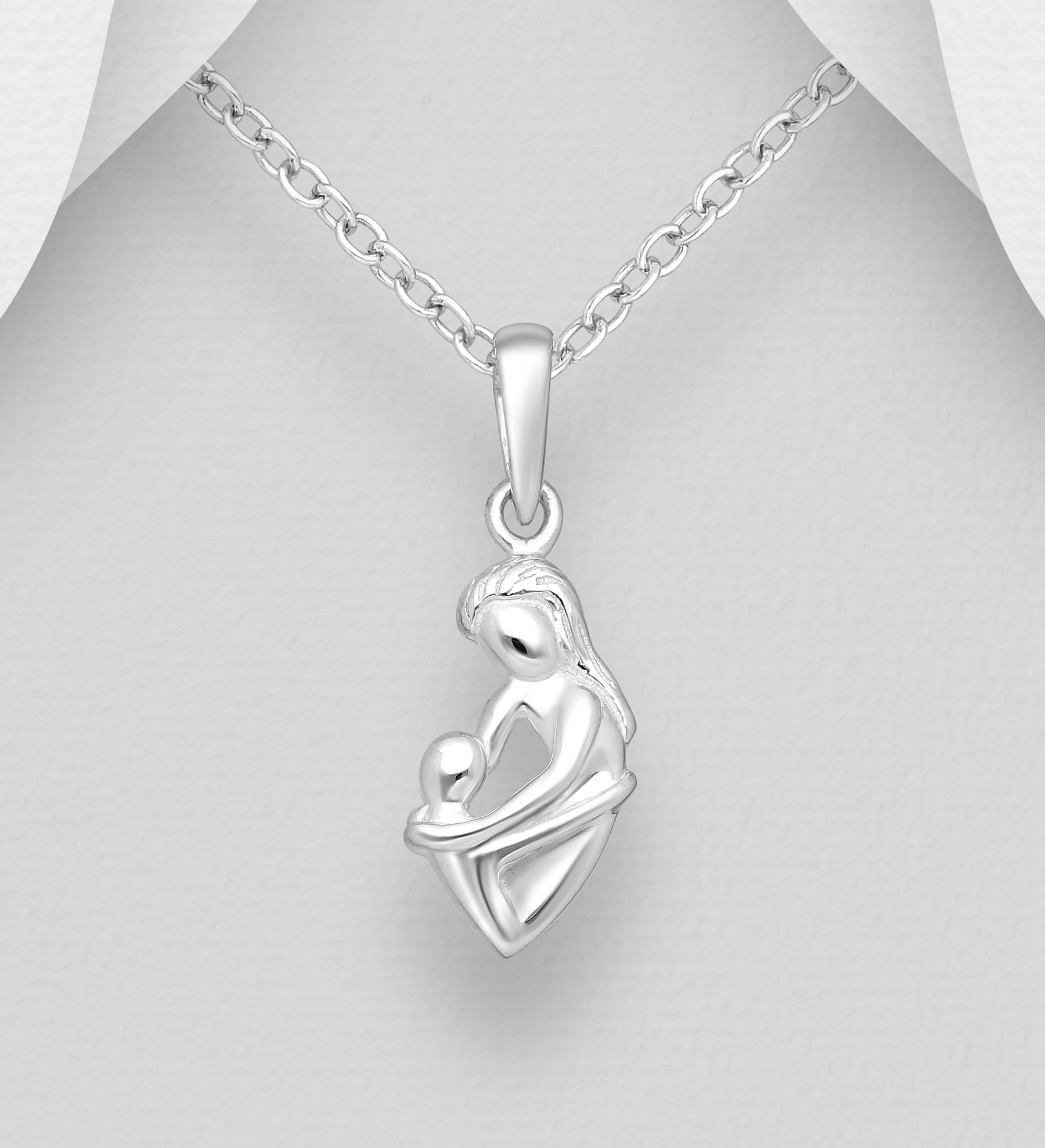 Mammasmycke - Mamma med bebis i äkta 925 silver