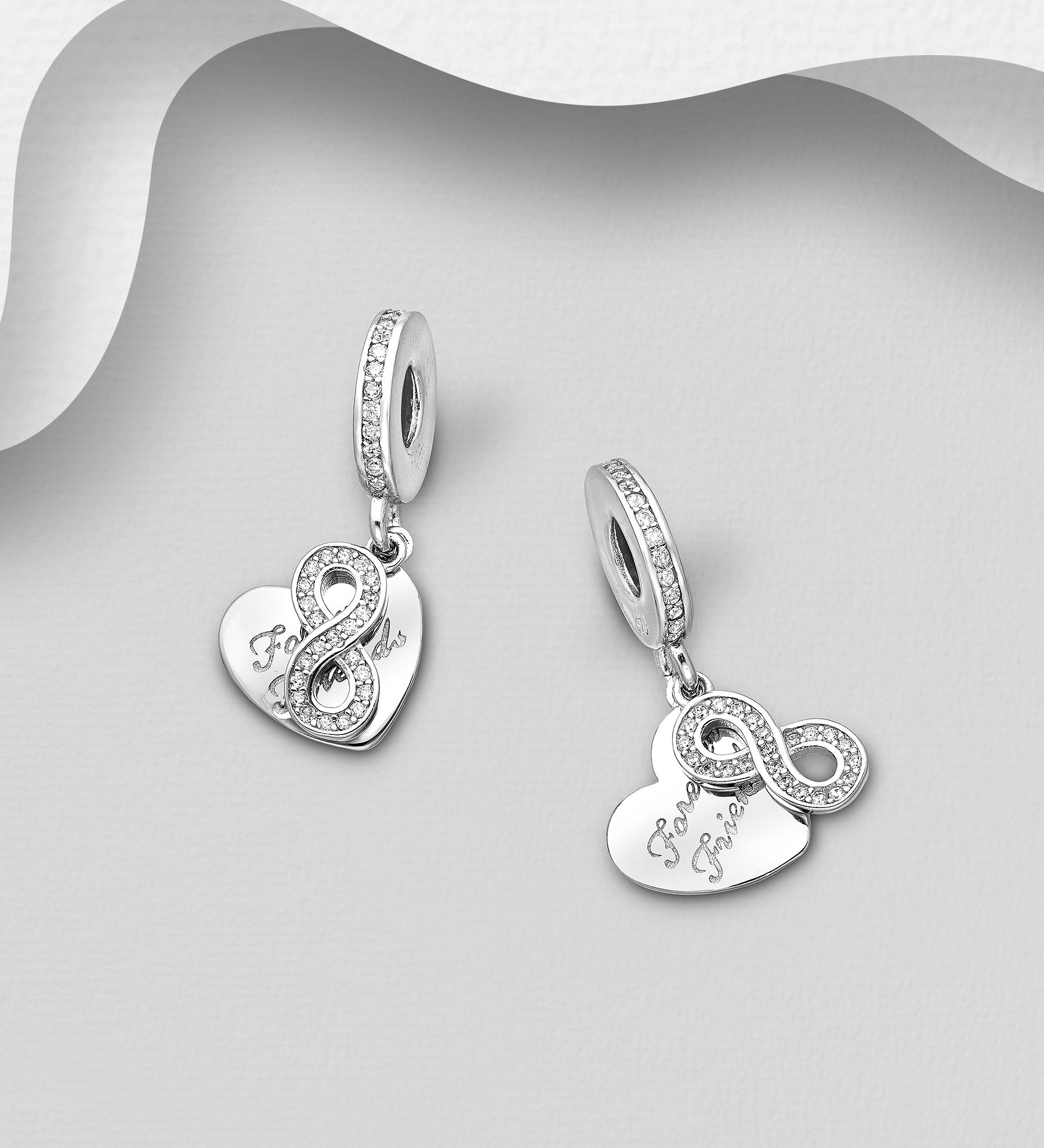 Forever Friends - 2st BFF berlocker i äkta silver