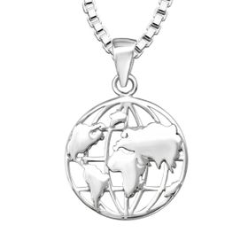 Halsband till pojke med Jordglob - barnhalsband i äkta silver