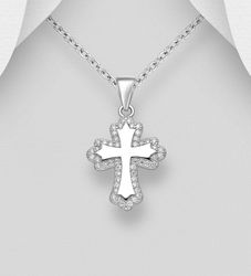 Halsband med kors - Silverkors omgivet av  cubic zirkonia