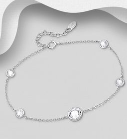 Silverarmband med runda kristallstenar - äkta 925 silver