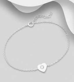 Silverarmband Hjärta med Kristallsten i äkta sterling silver