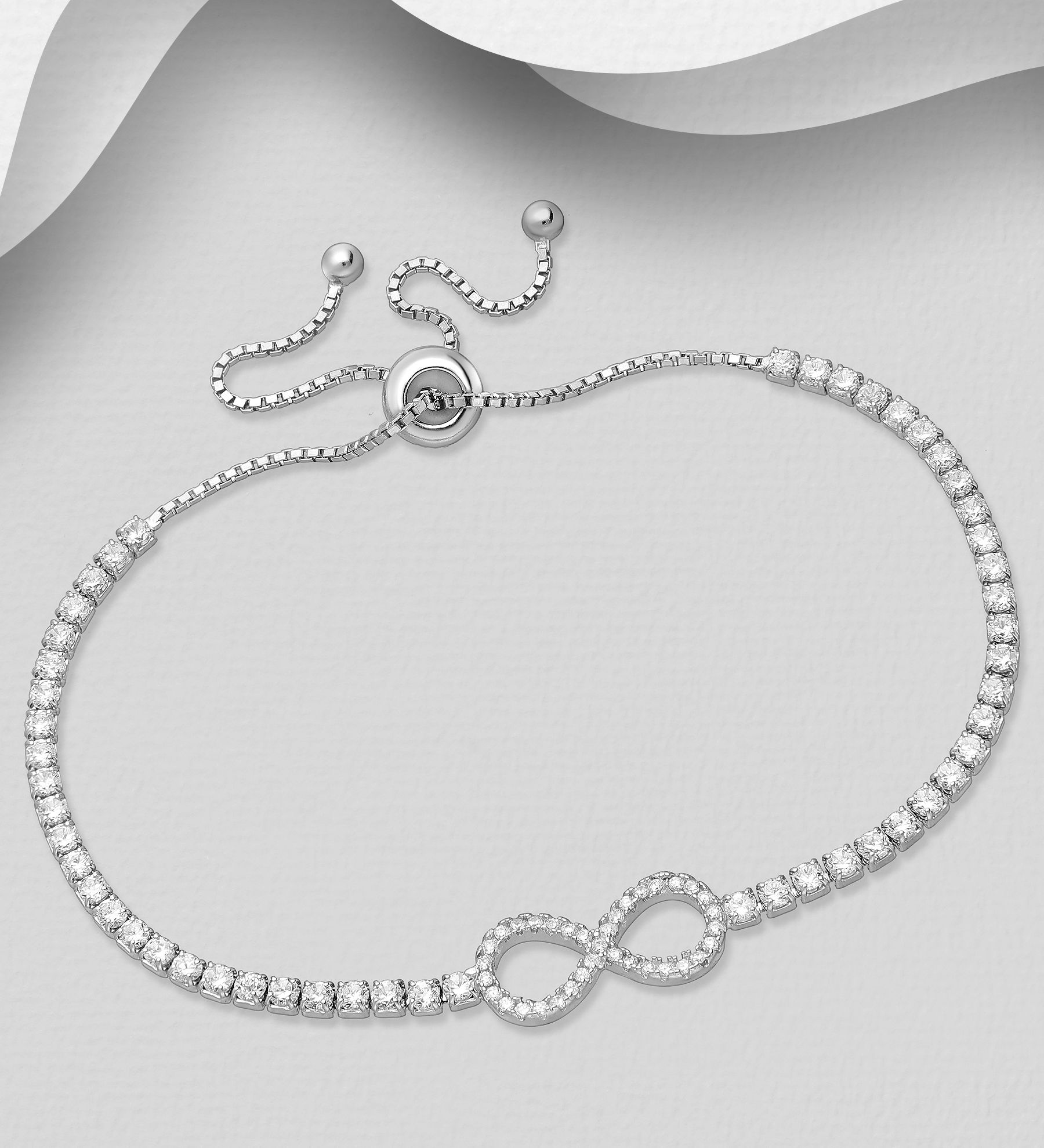 Silverarmband tennisarmband med Evighetstecken - elegant armband till tjej/ dam i snygg design & äkta 925 sterling silver