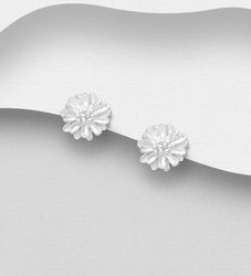 Silverörhängen - eleganta studs med blomma i äkta silver
