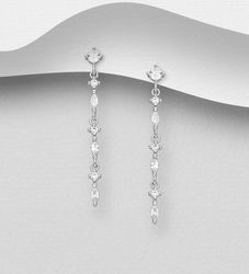 Silverörhängen - eleganta hängande örhängen med stenar